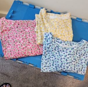 Old Navy Floral Short Sleeve Tees - Pink, Yellow, Blue